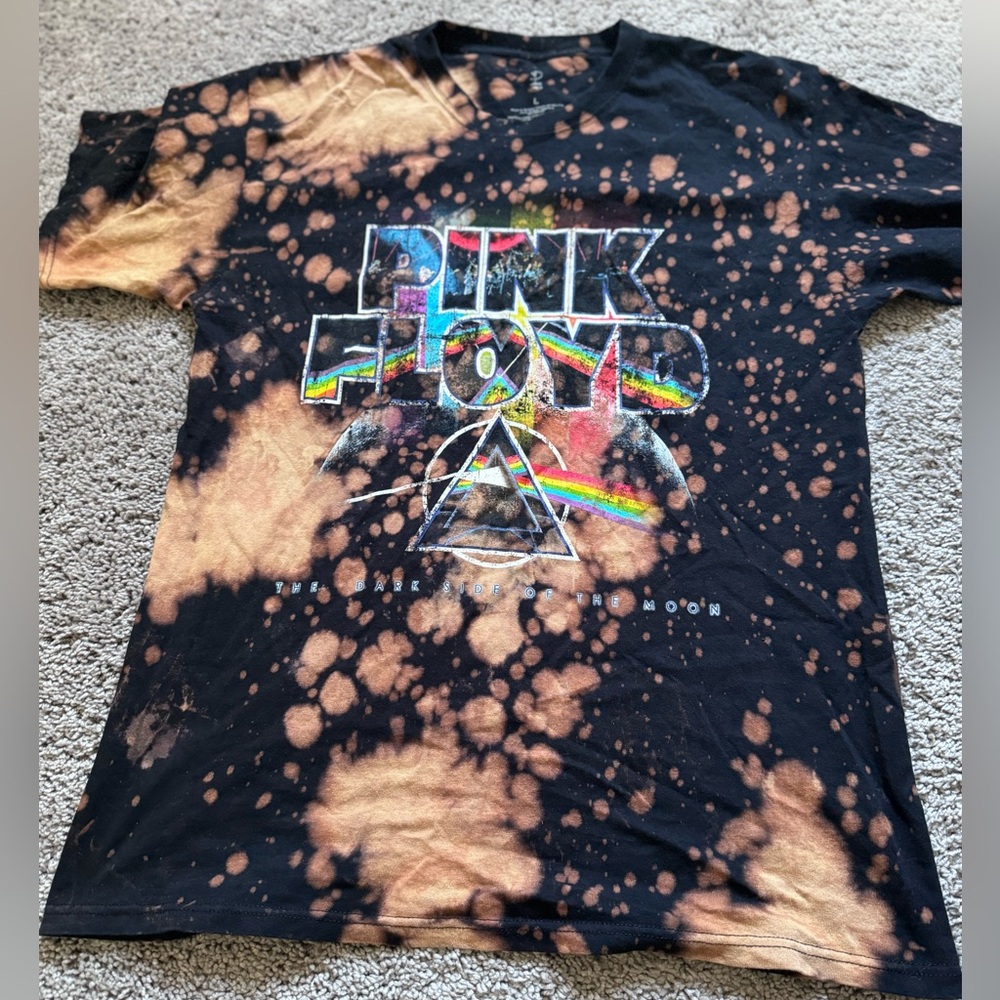 Pink Floyd tie dye vintage rock tee shirt sz L dark side of the moon